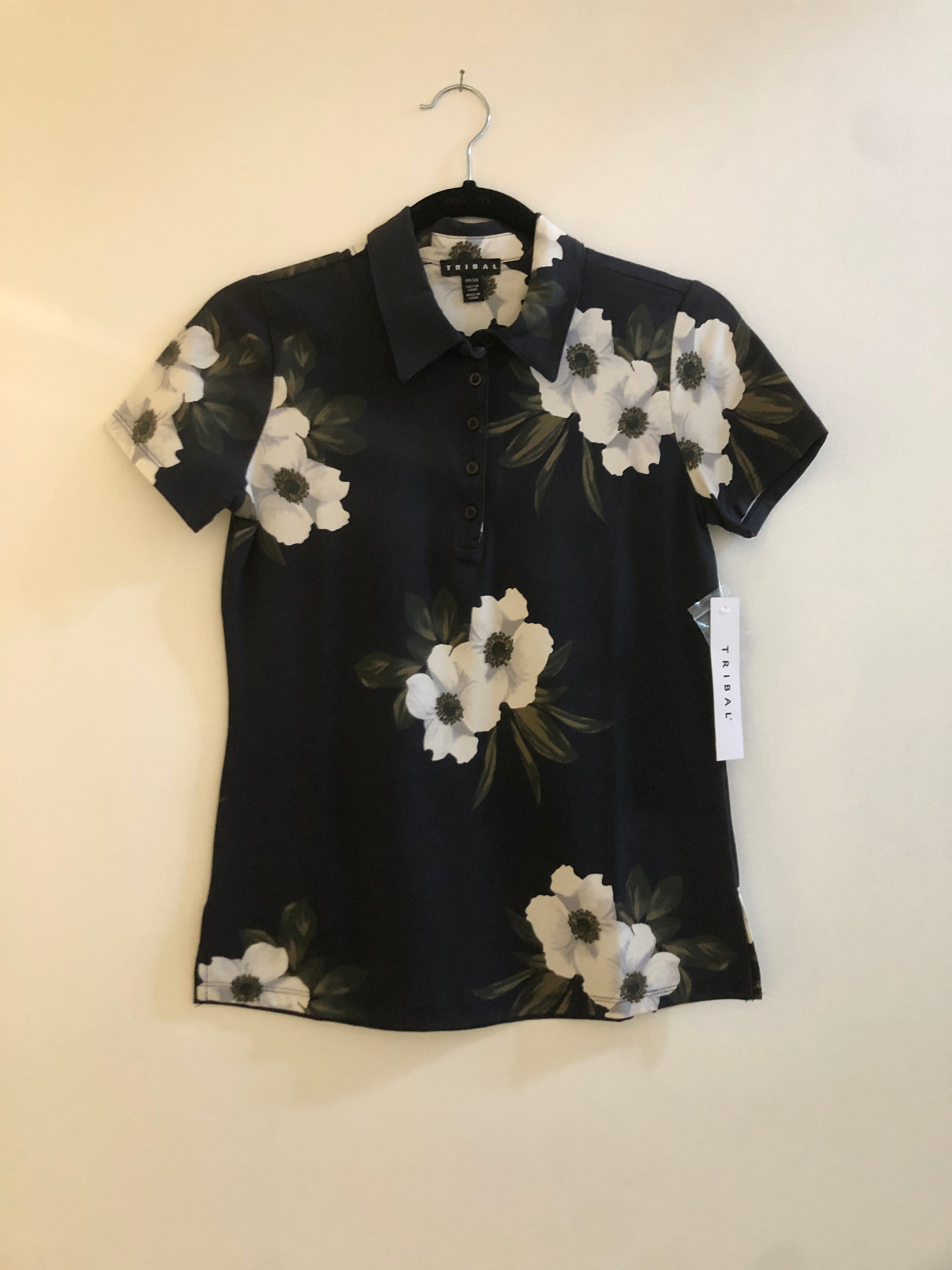 Navy Flowers Polo