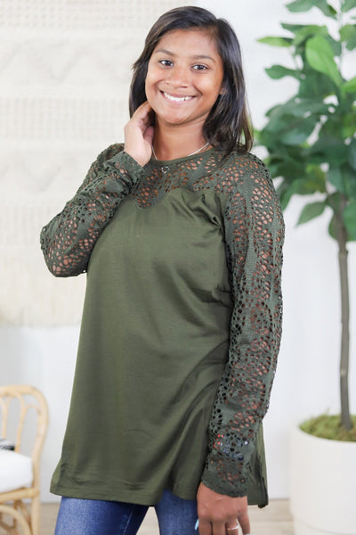 Peekaboo Lace Sleeve Top