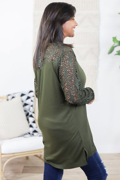 Peekaboo Lace Sleeve Top