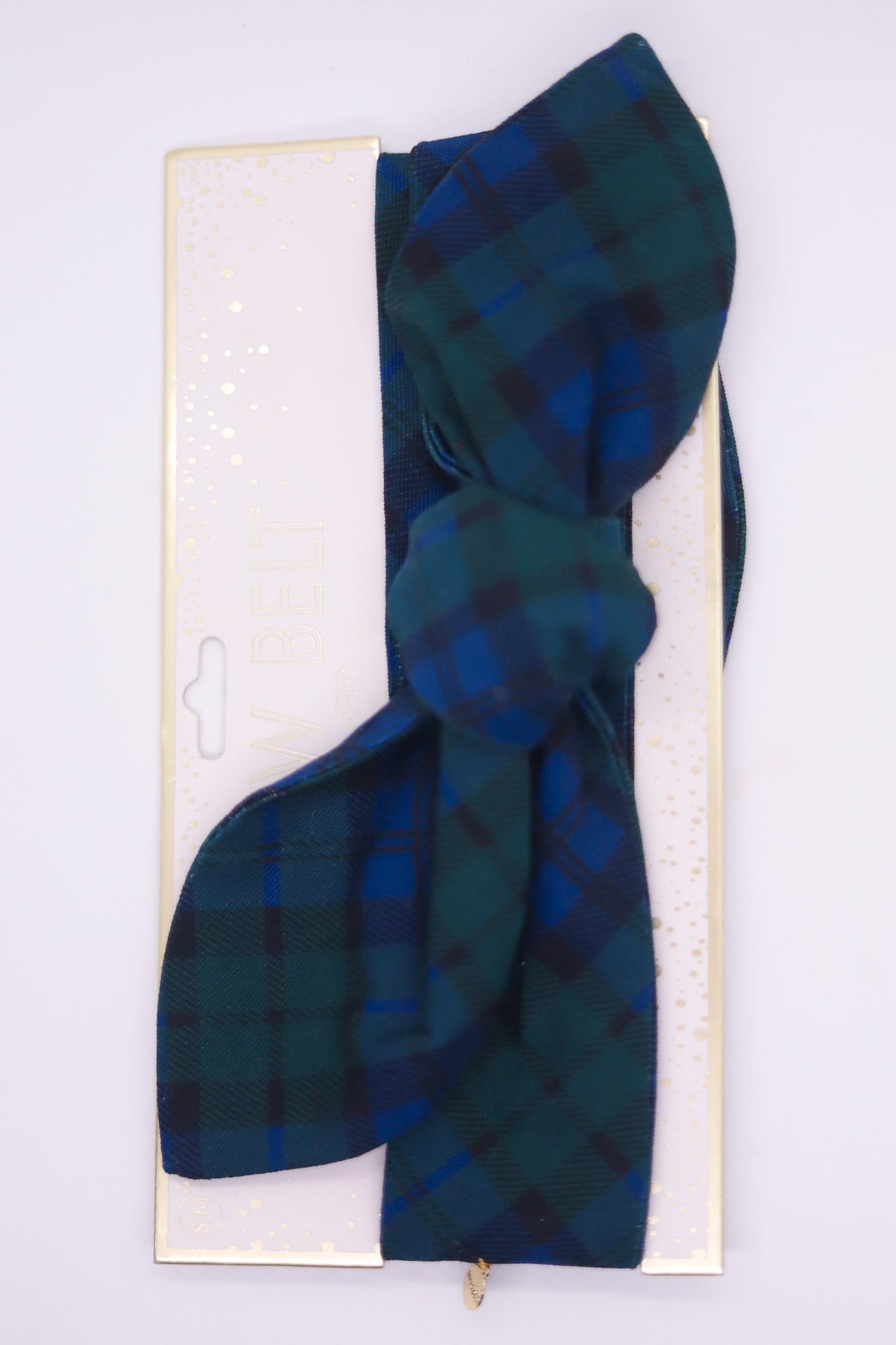 Holiday Green Plaid Bow Belt