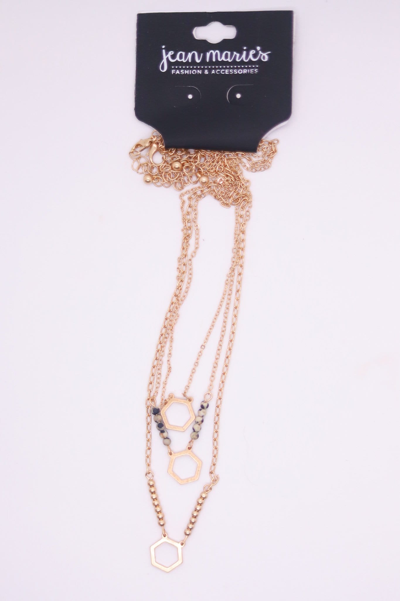 Gold Hexagon Trio Necklace