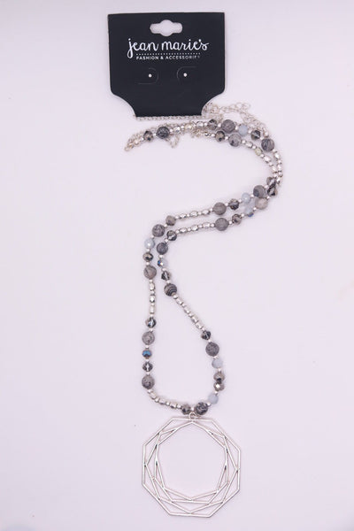 Long Stone Beaded Pendant Necklace