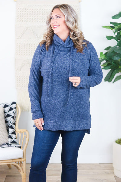 Brushed Cowl Neck Tunic Sweater