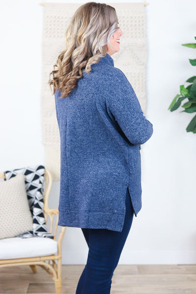 Brushed Cowl Neck Tunic Sweater