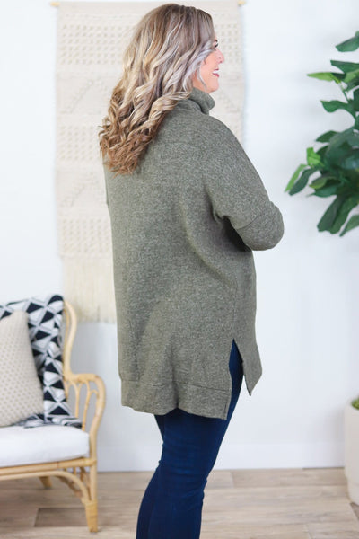 Brushed Cowl Neck Tunic Sweater