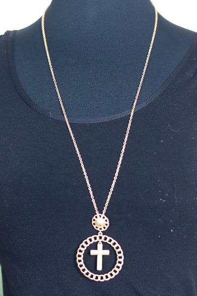 Cross Circle Pendant Necklace