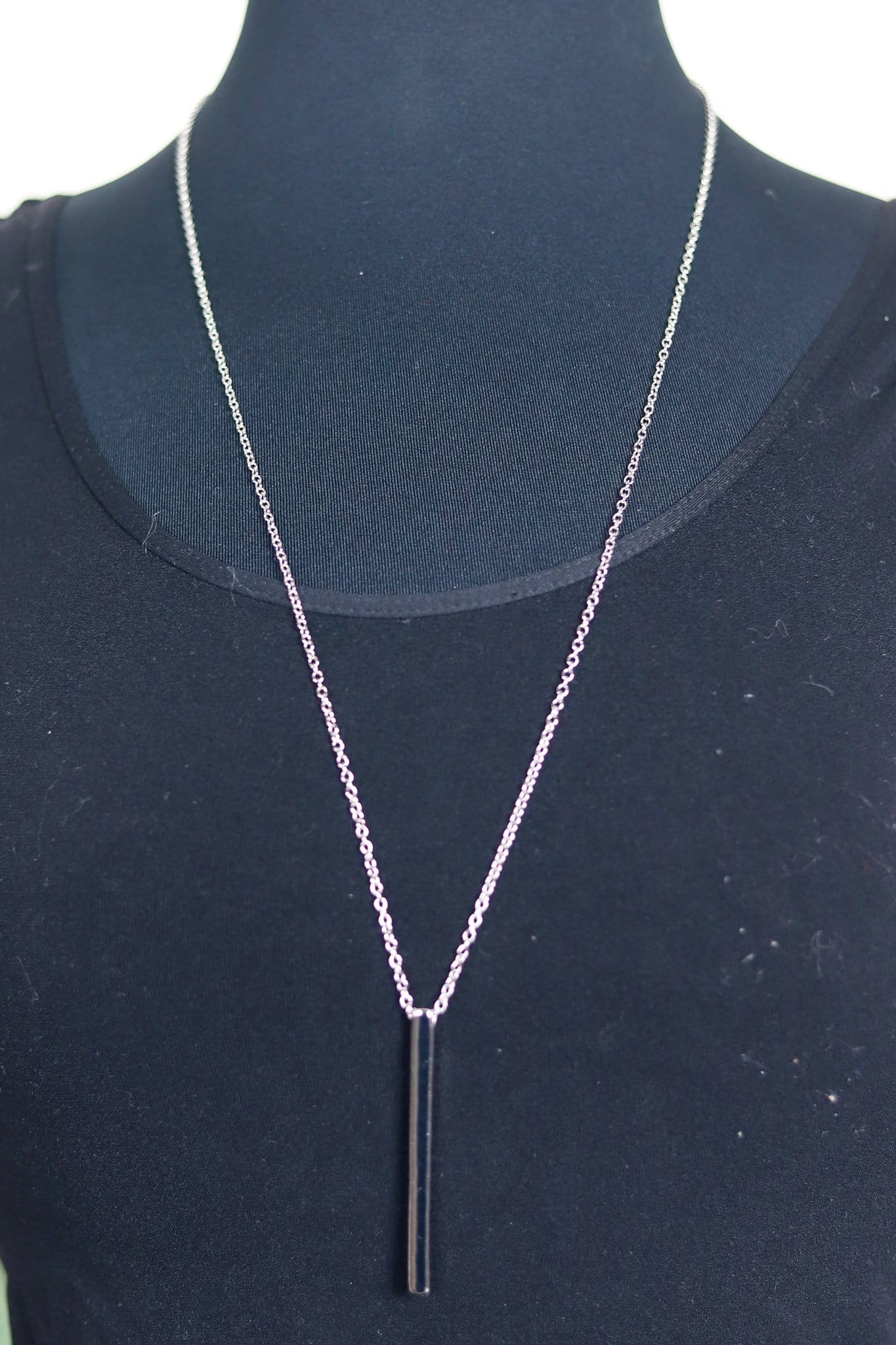Silver Bar Pendant Necklace