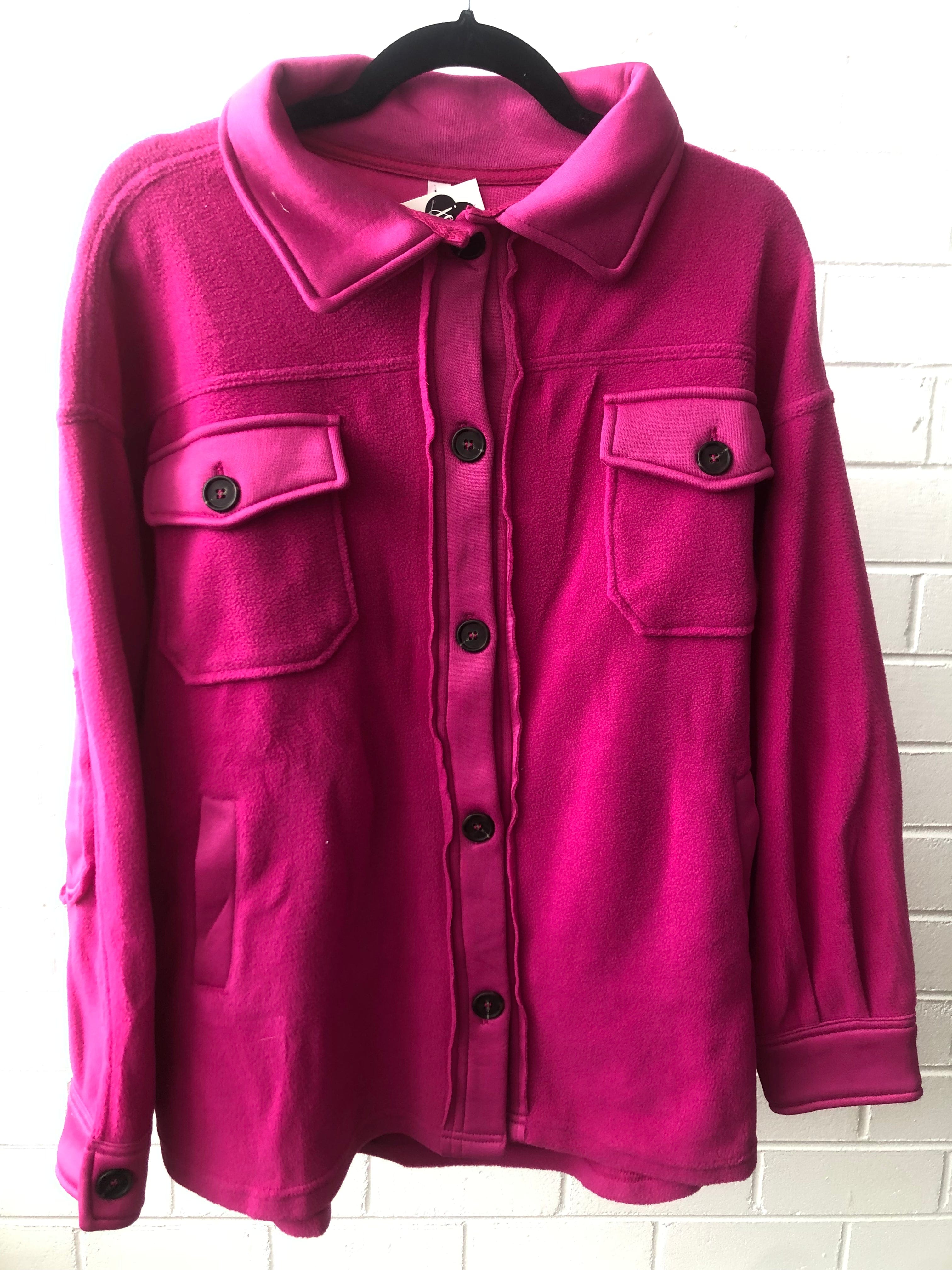 Magenta Oversized Fleece Shacket