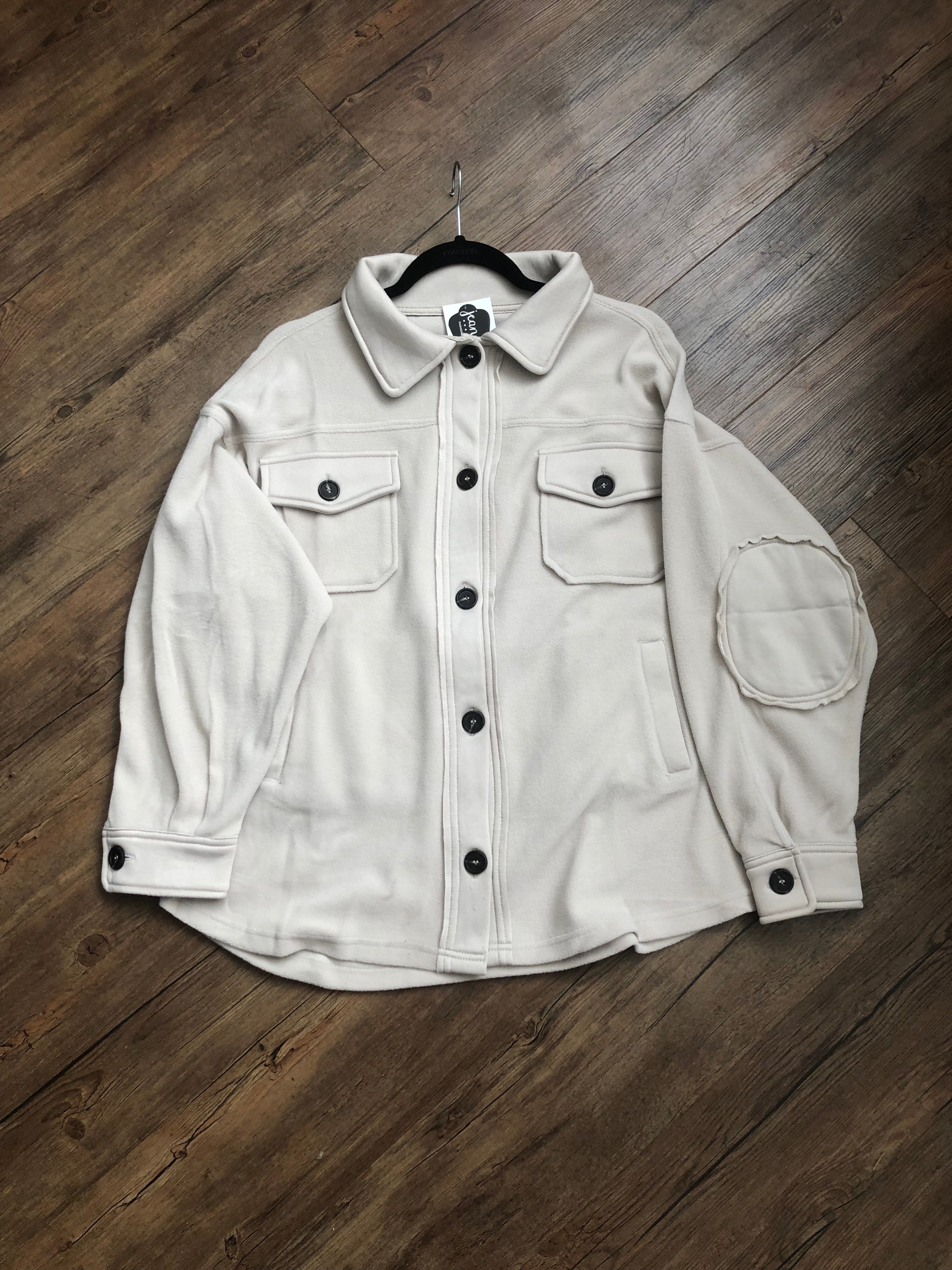 Beige Oversized Fleece Shacket