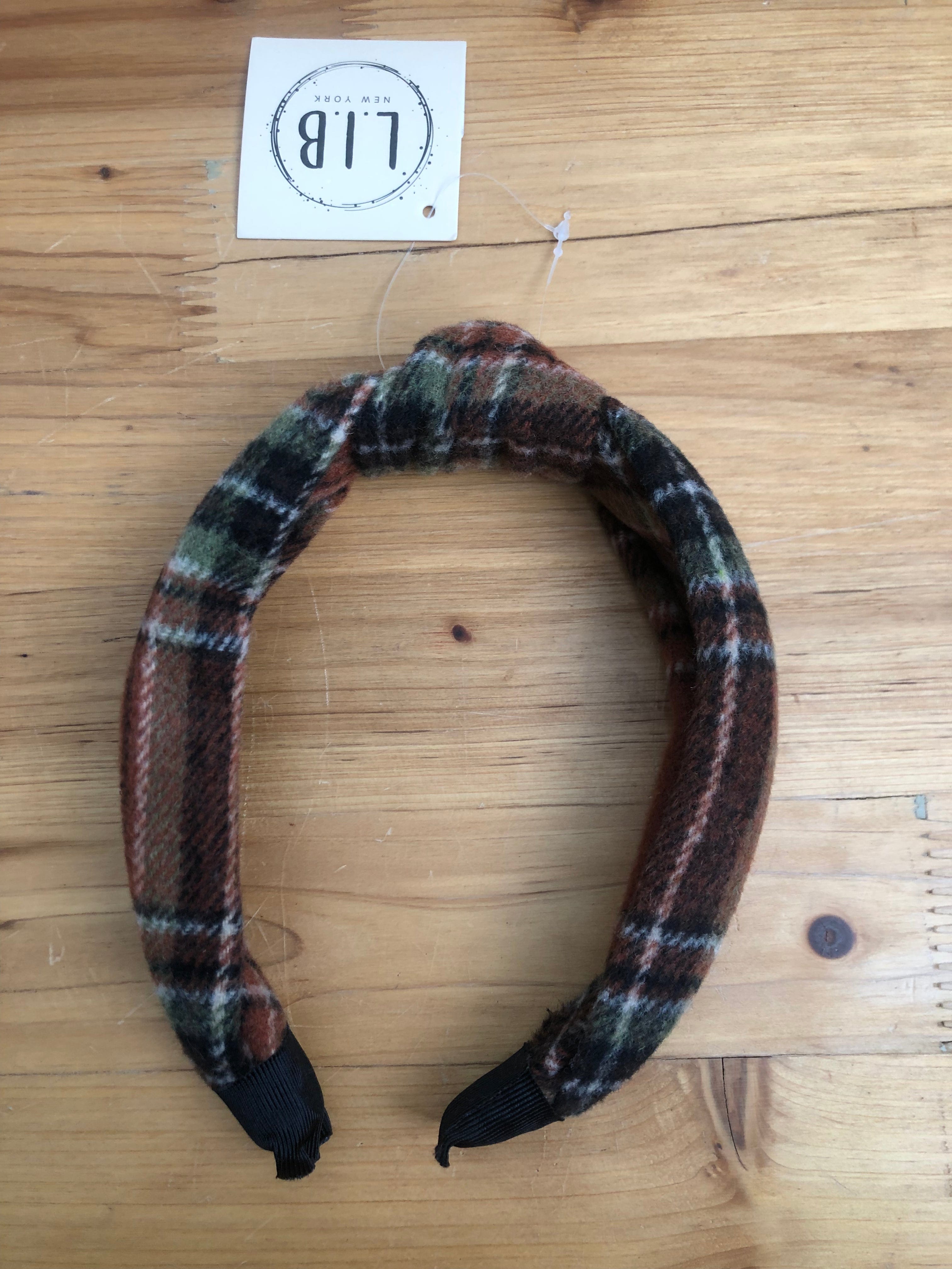 Rust Plaid Knotted Headband