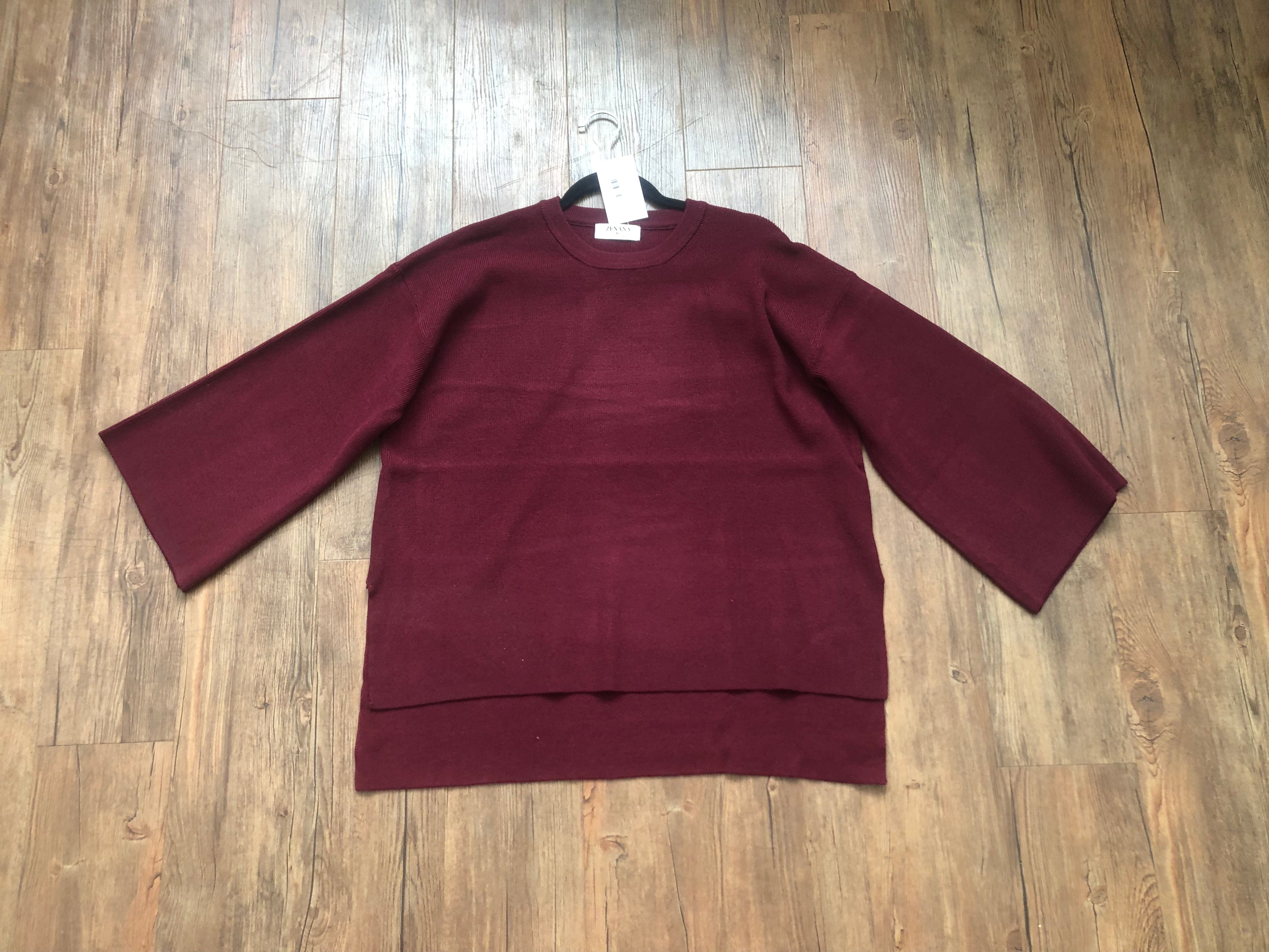 Dark Burgundy Bell Sleeve Sweater