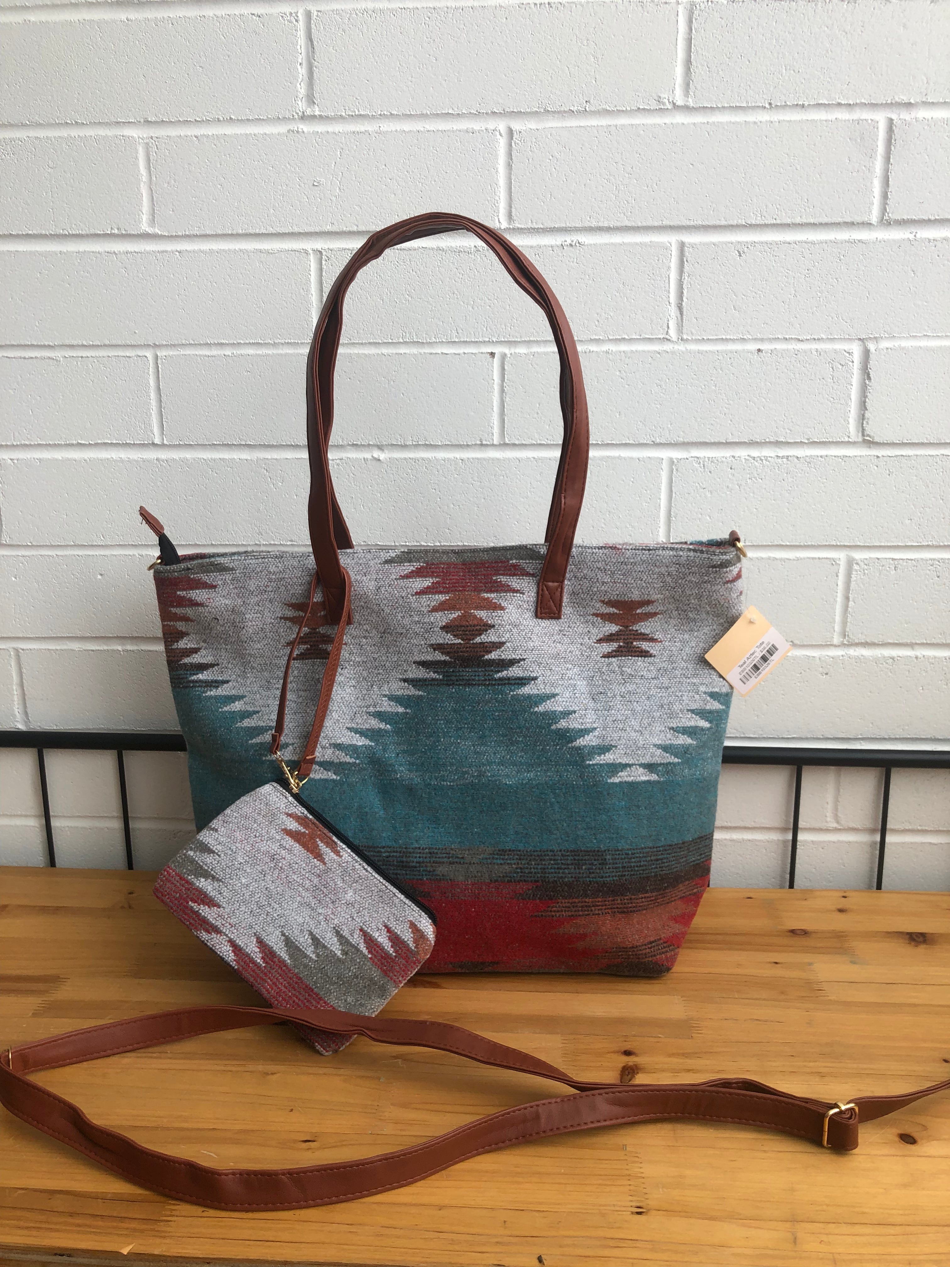 Teal Aztec Tote
