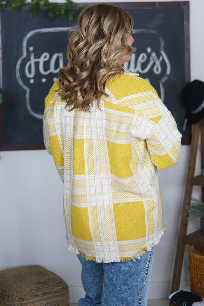 Mustard Plaid Tweed Shacket