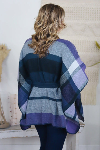 Monica Plaid Tie Shawl