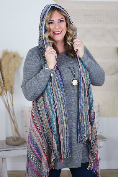 Multi Color Yarn Hooded Vest