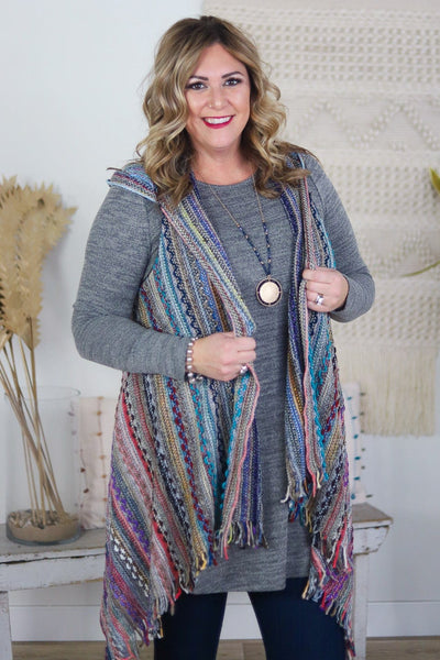 Multi Color Yarn Hooded Vest
