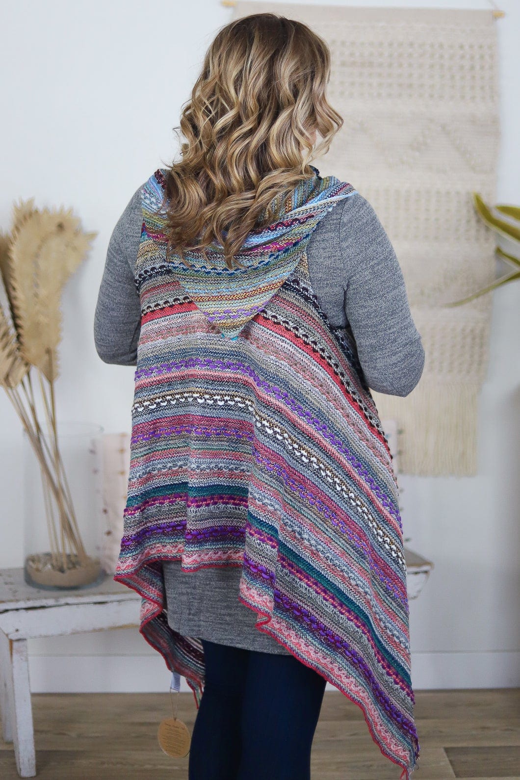 Multi Color Yarn Hooded Vest