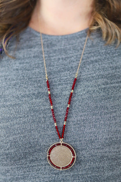 Beaded Gold Pendant Necklace