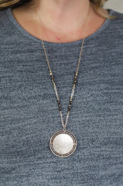 Beaded Gold Pendant Necklace