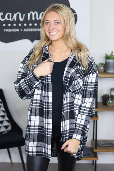 Oversized Black Plaid Shacket