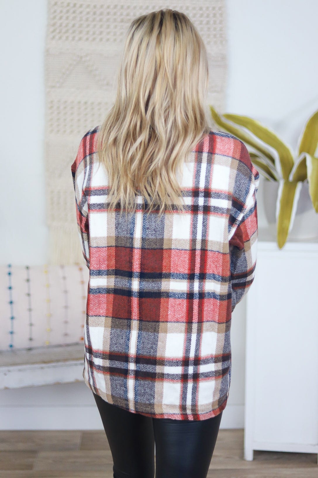 Orange & Tan Plaid Shacket