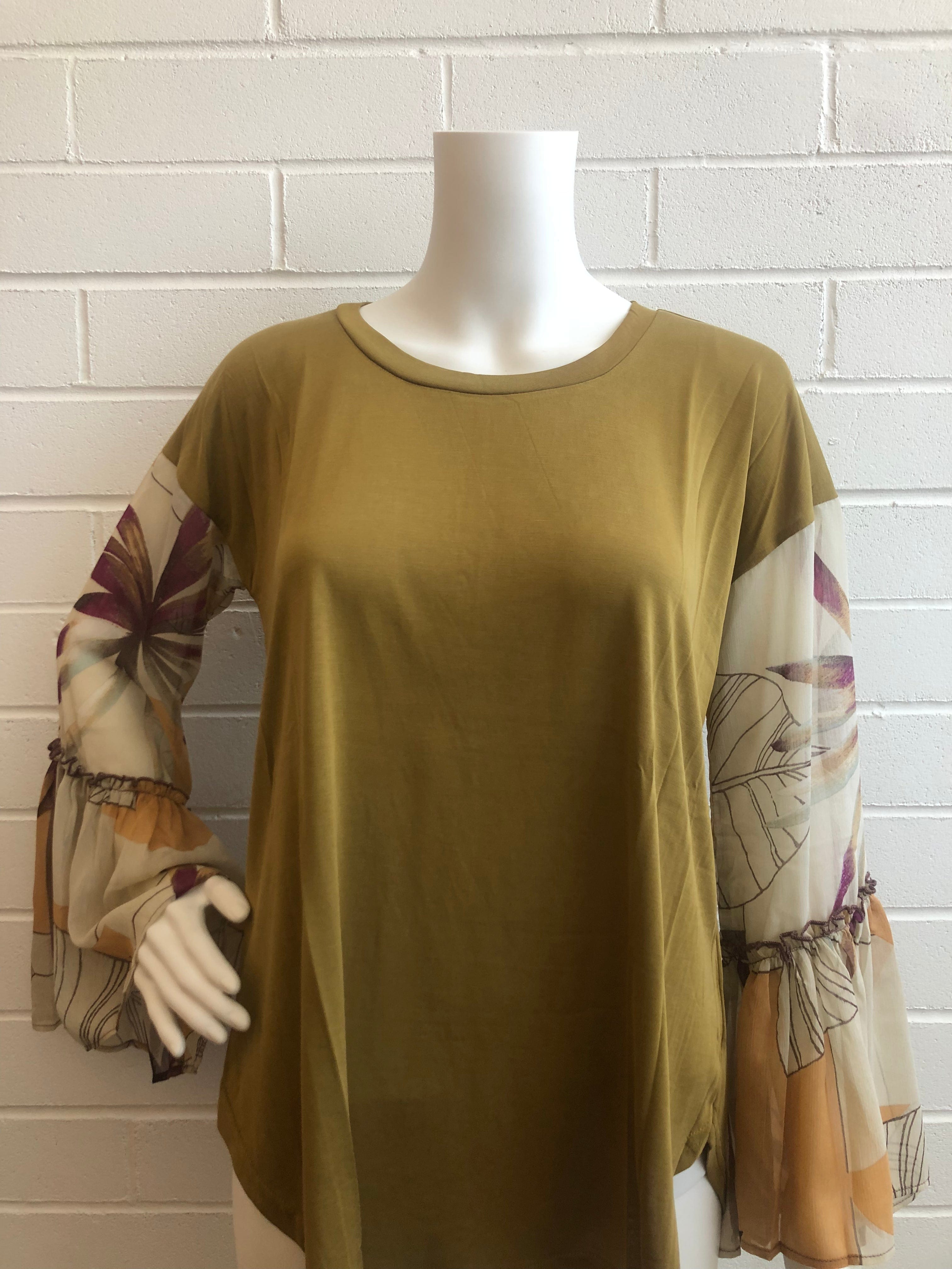 Printed Flare Sleeve Modal Top
