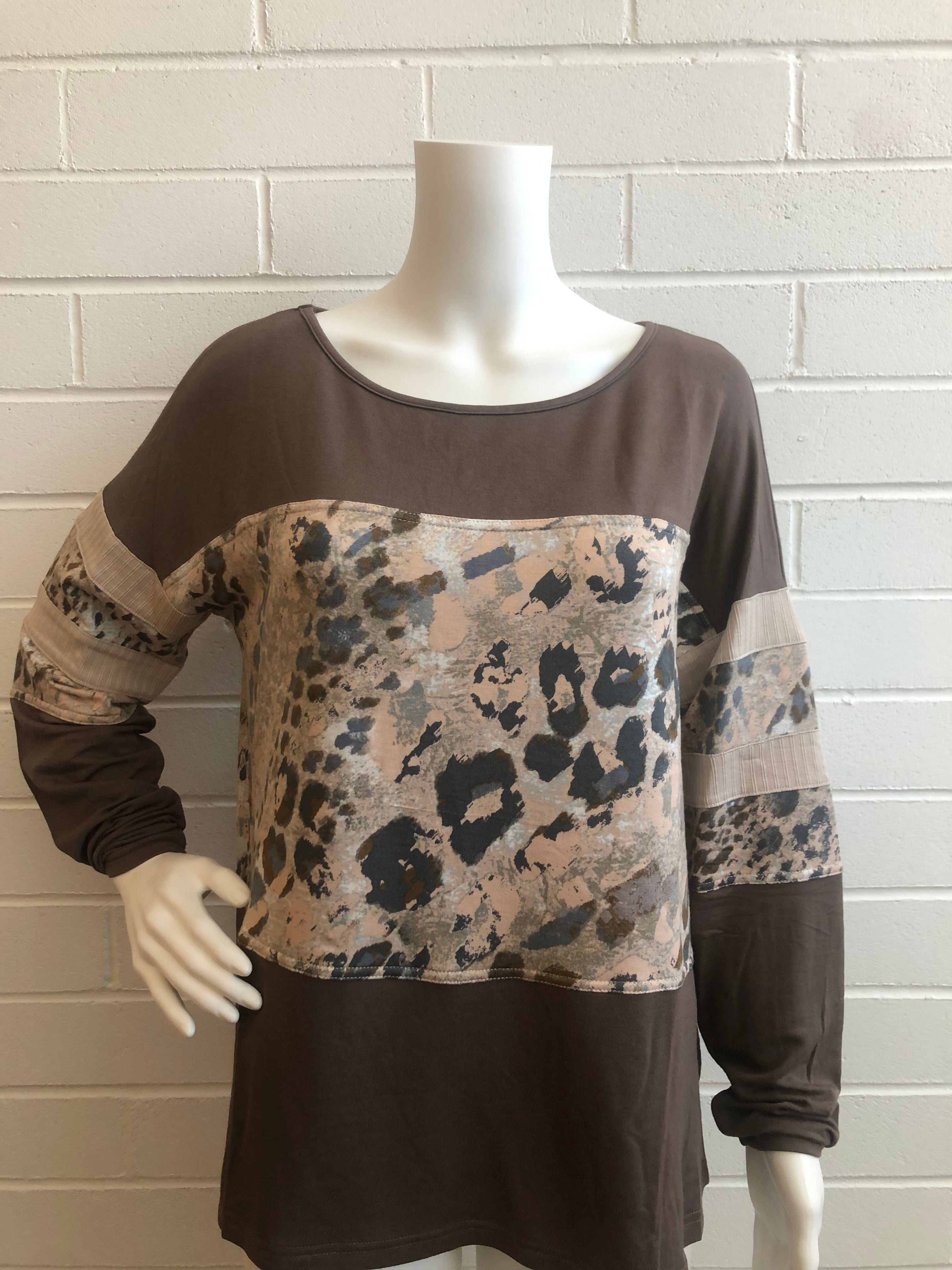Leopard Colorblock Terry Top