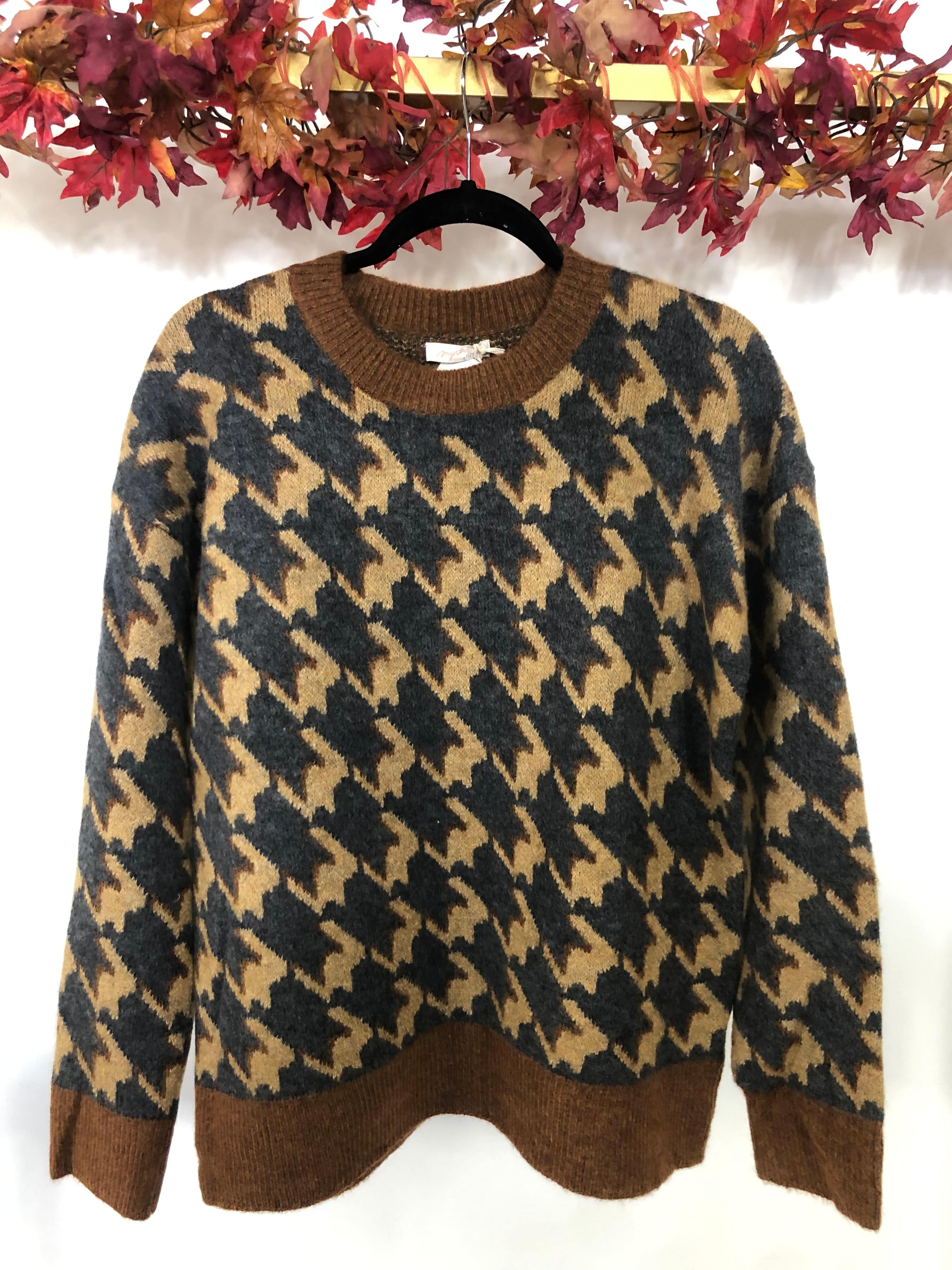 Charcoal & Brown Houndstooth Sweater