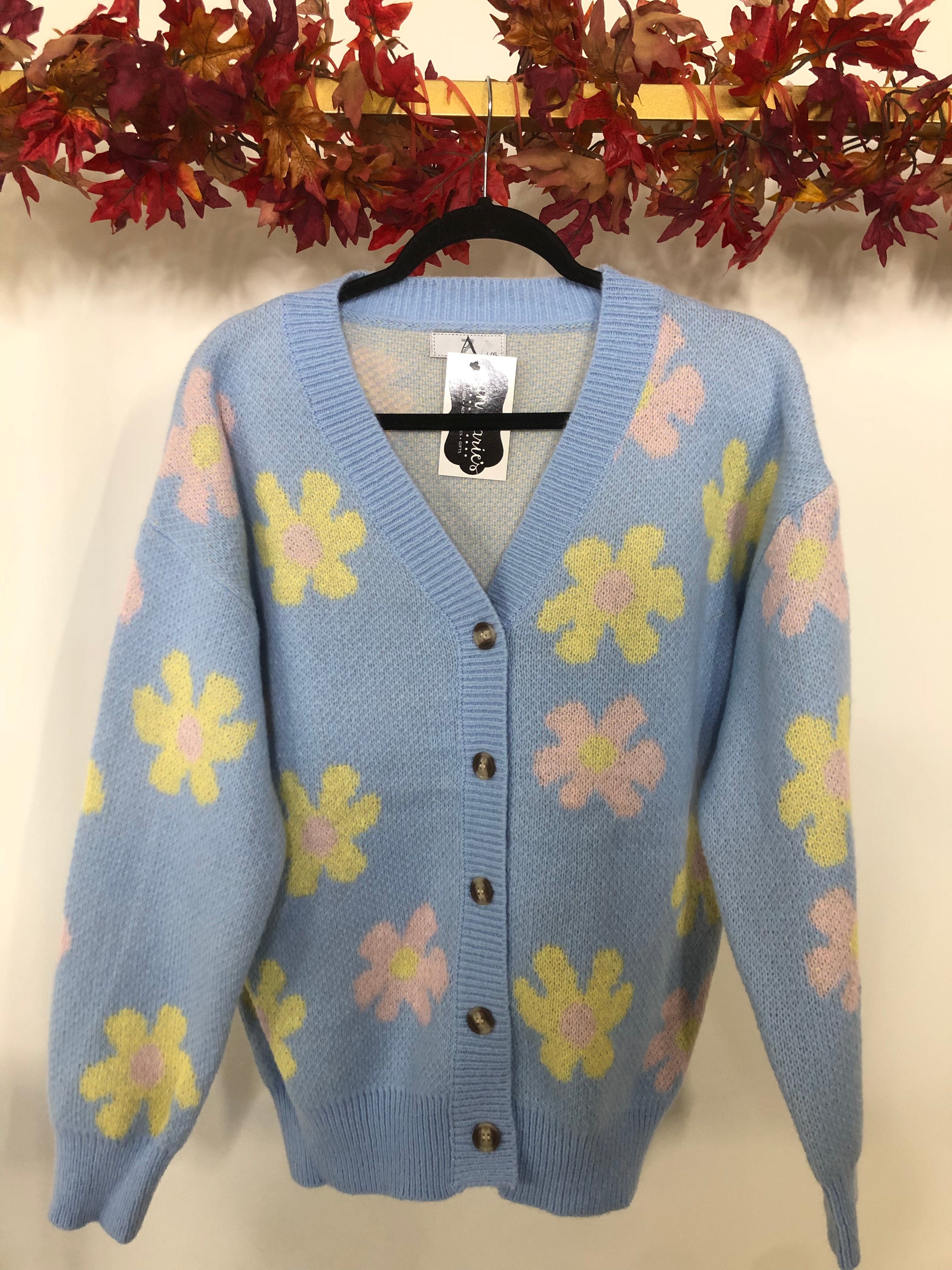 Blue Flower Power Cardigan