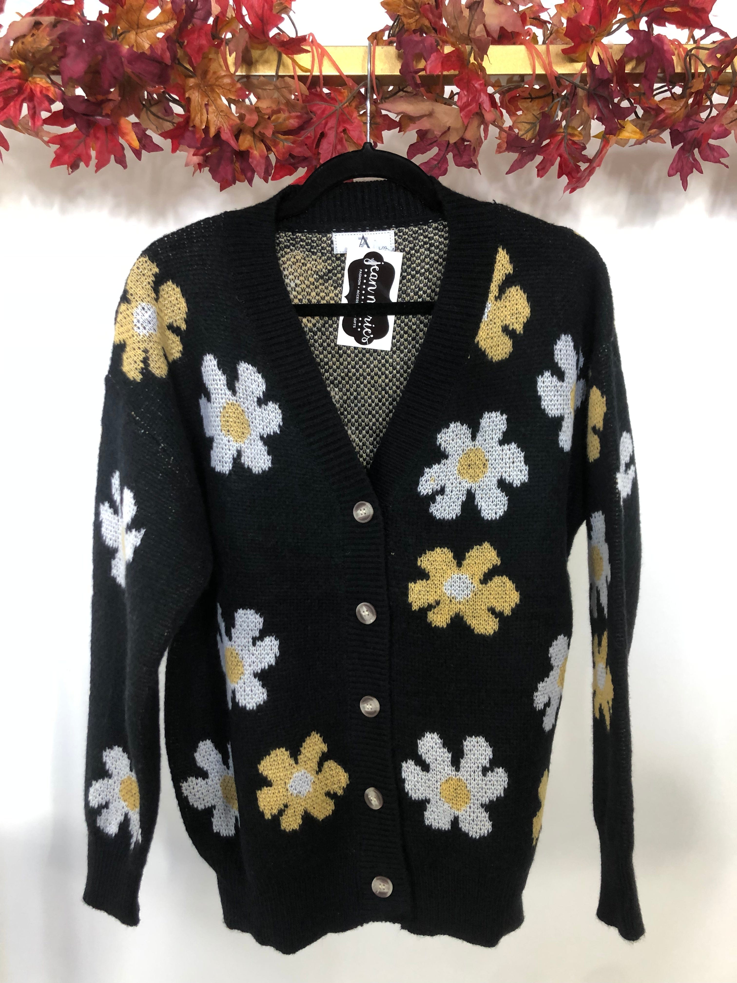 Black Flower Power Cardigan