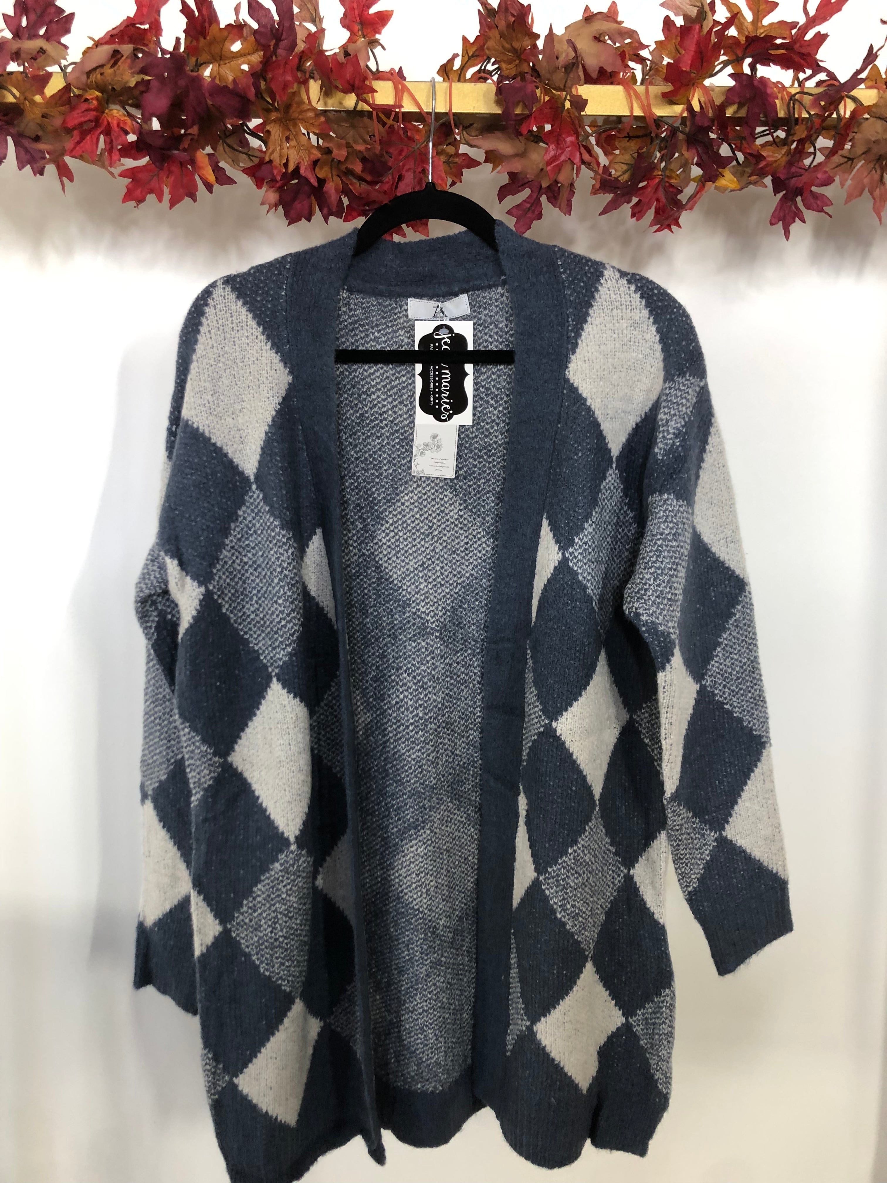 Blue Diamond Pattern Cardigan