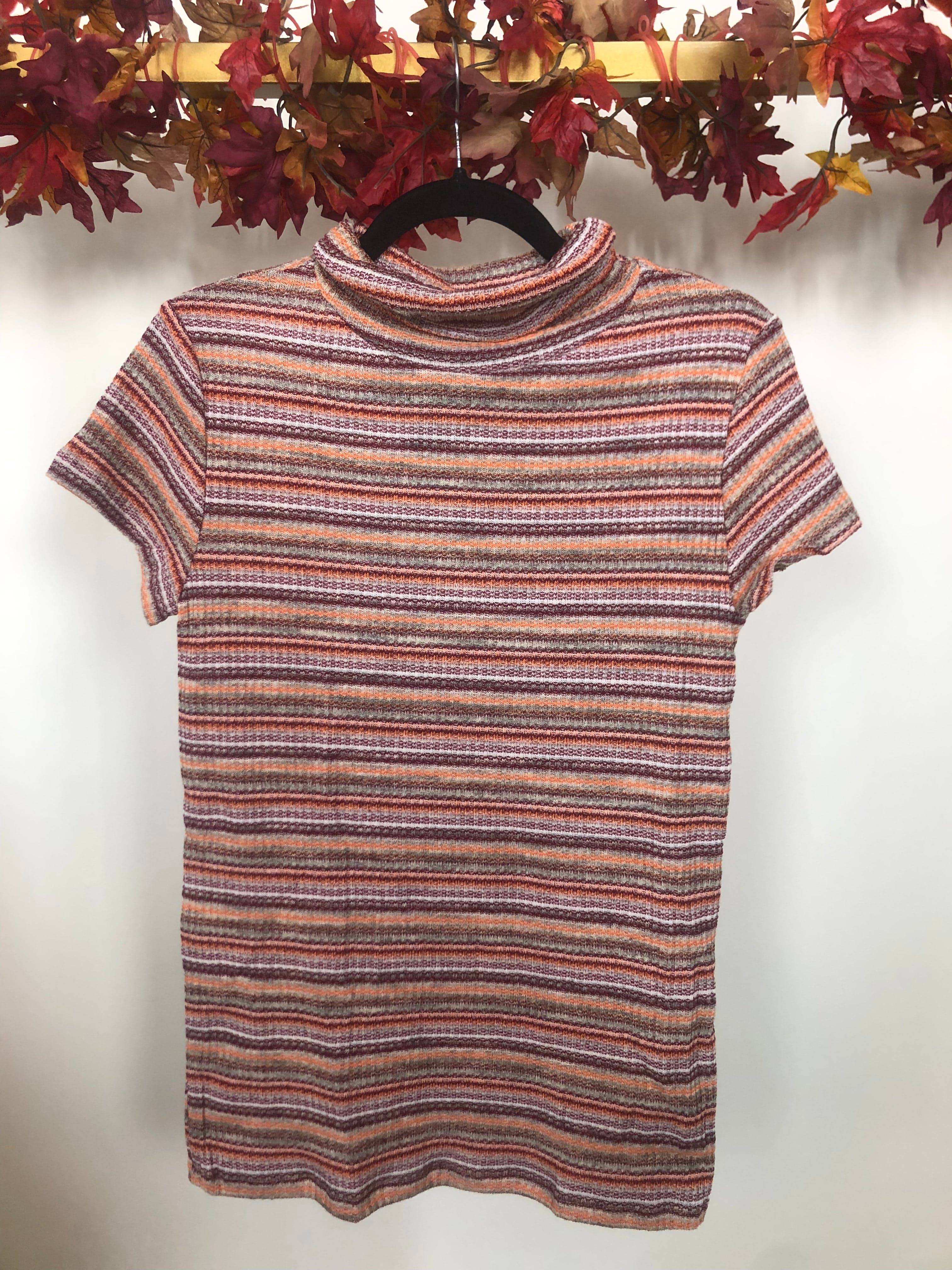 Burgundy Vintage Stripe Shortsleeve