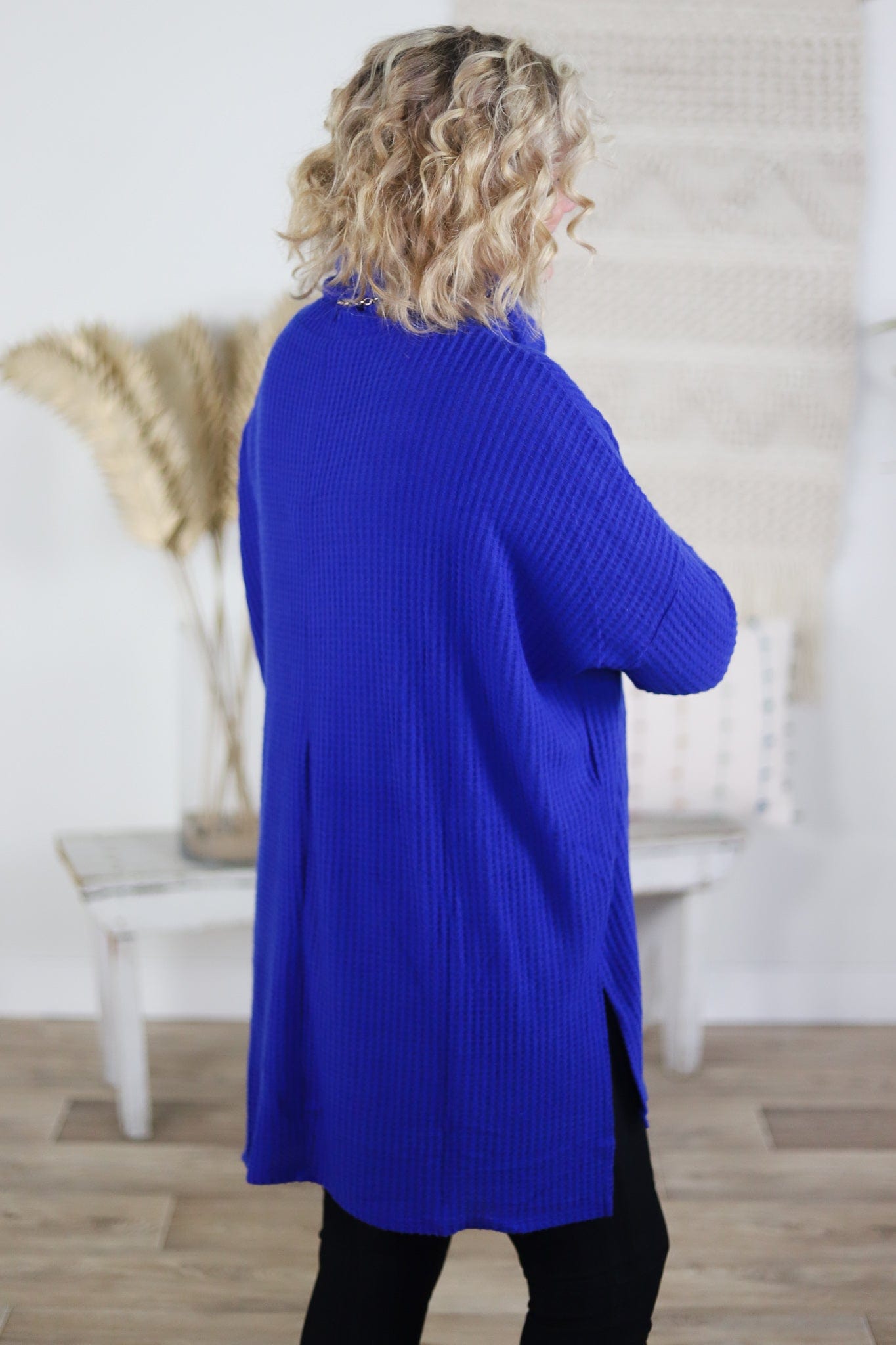 Bright Blue Thermal Cowl Hi-Low Swtr