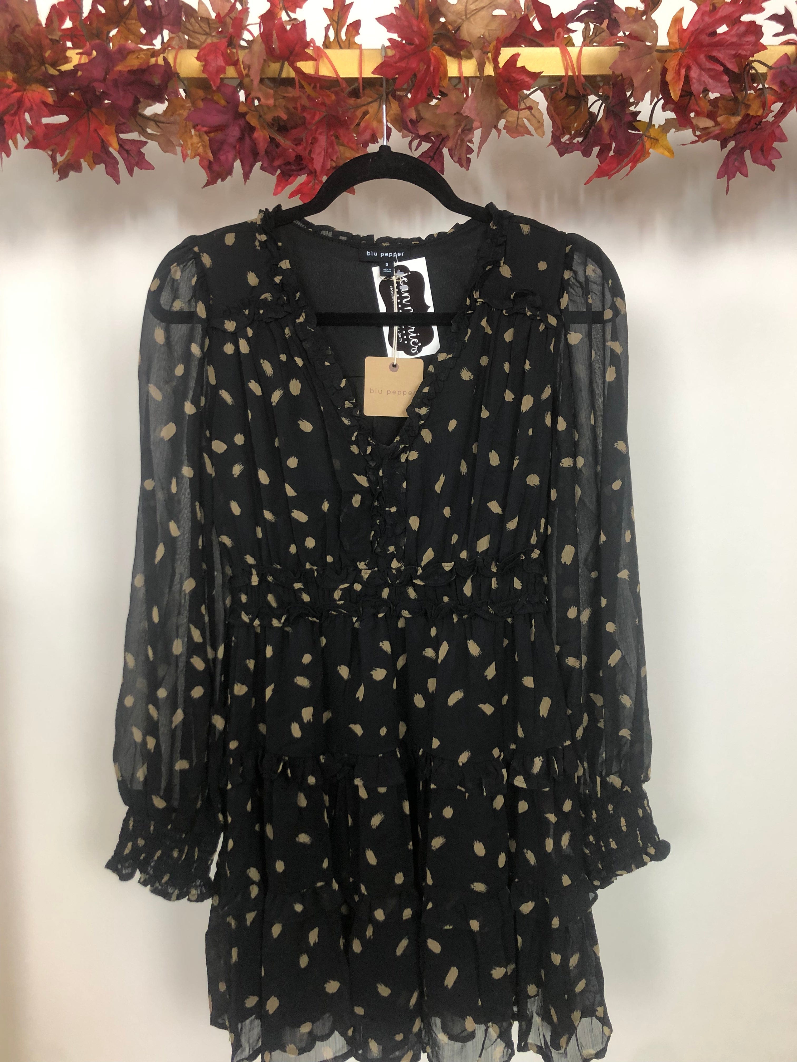 Black Abstract Dot Dress