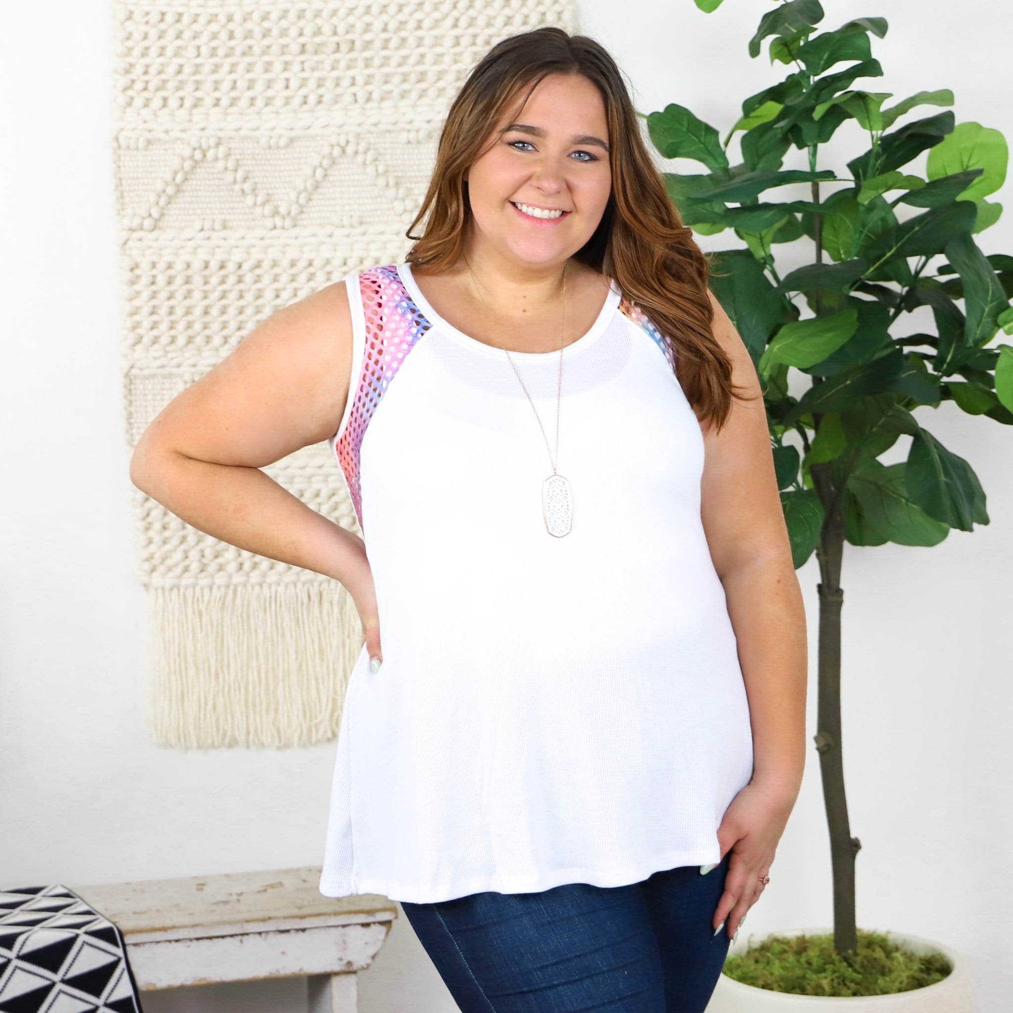 White Cut Out Detail Tank