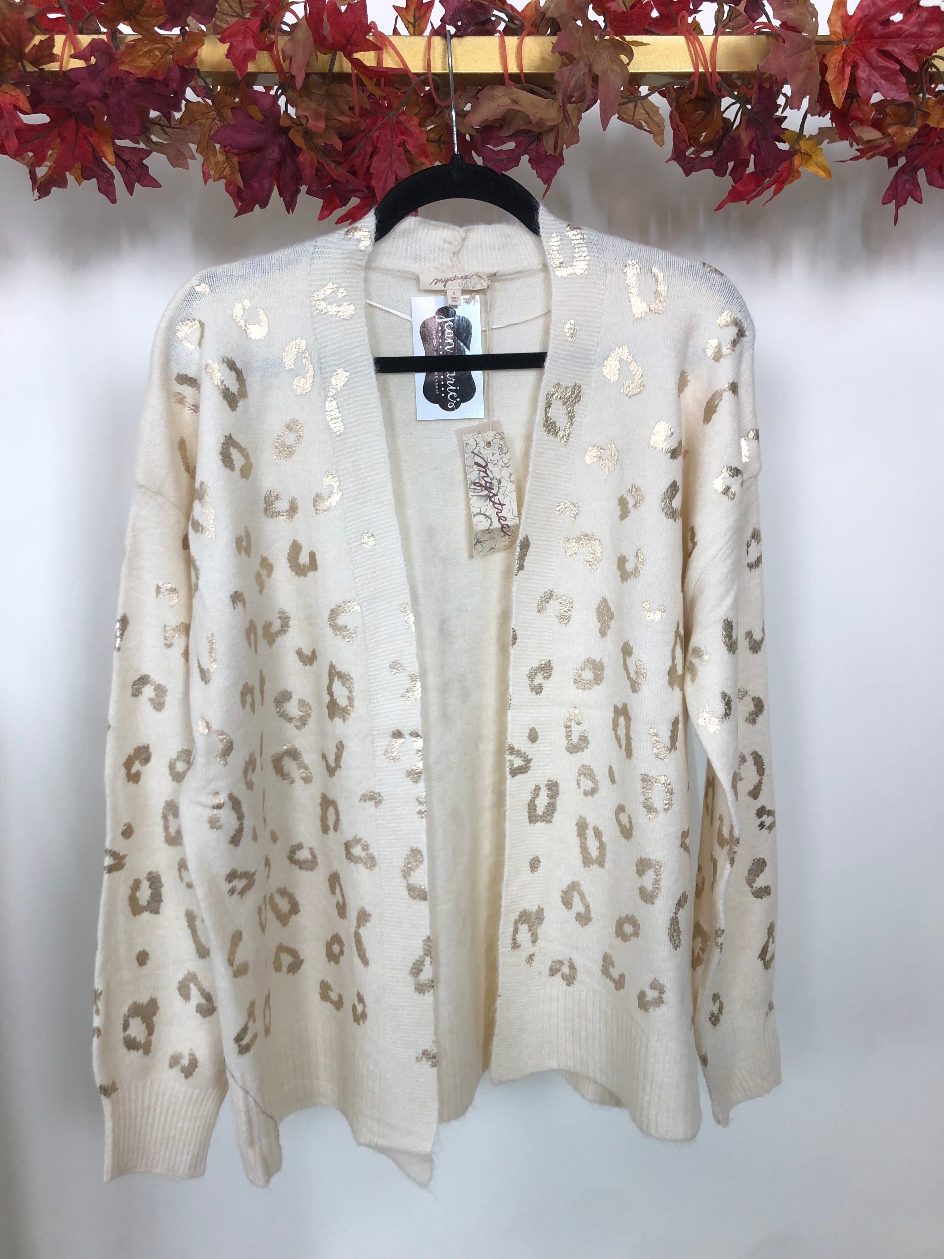 Ivory Shiny Leopard Cardigan