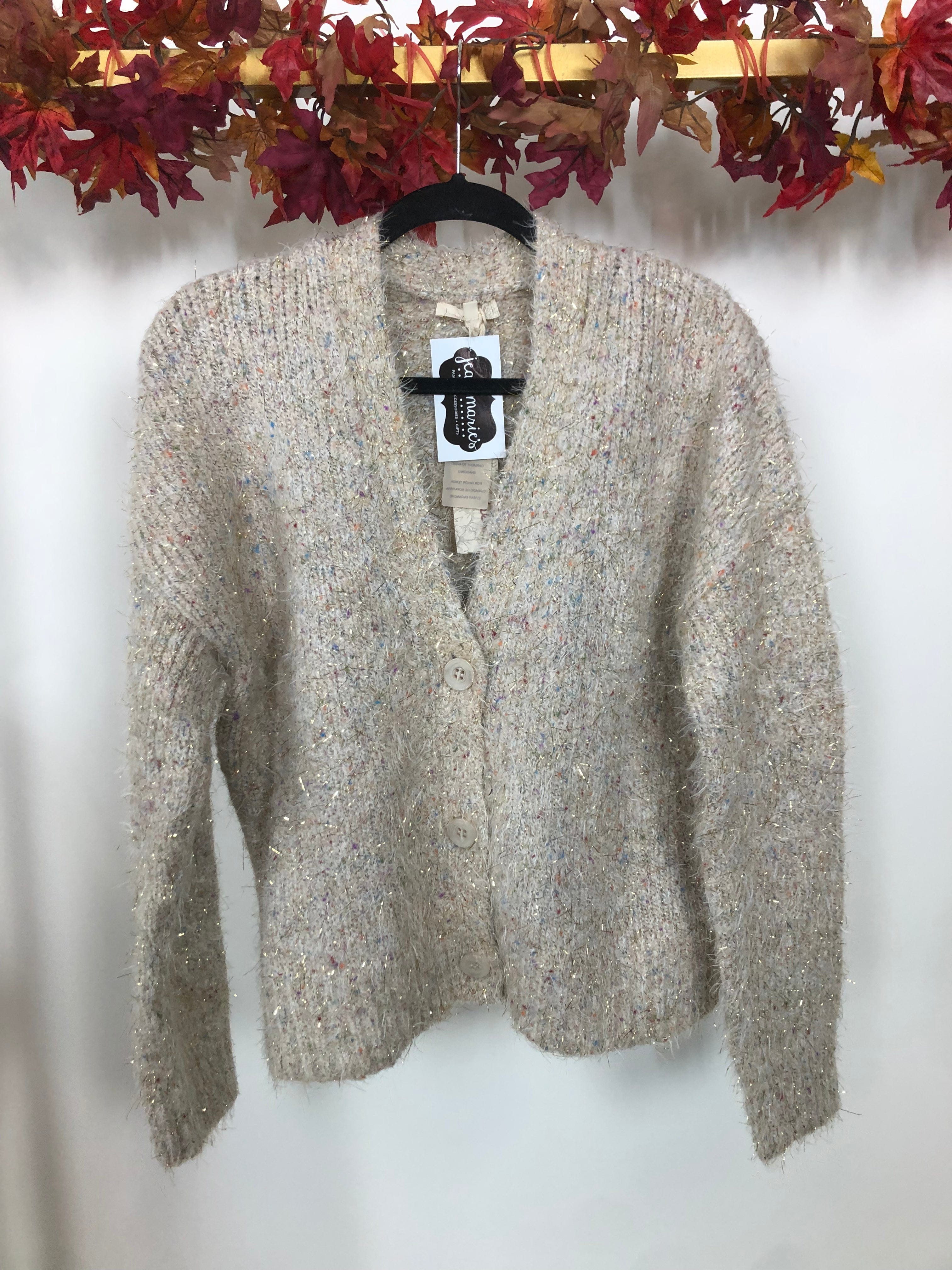 Ivory Twinkle Shimmer Button Up Cardigan