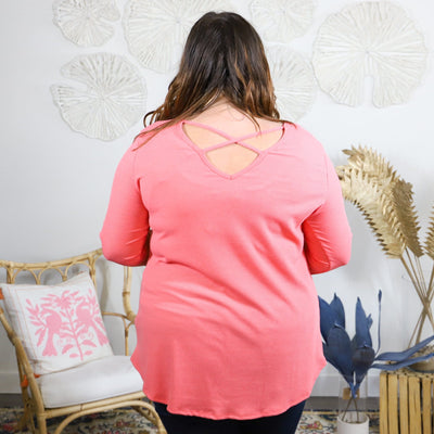 coral criss cross top