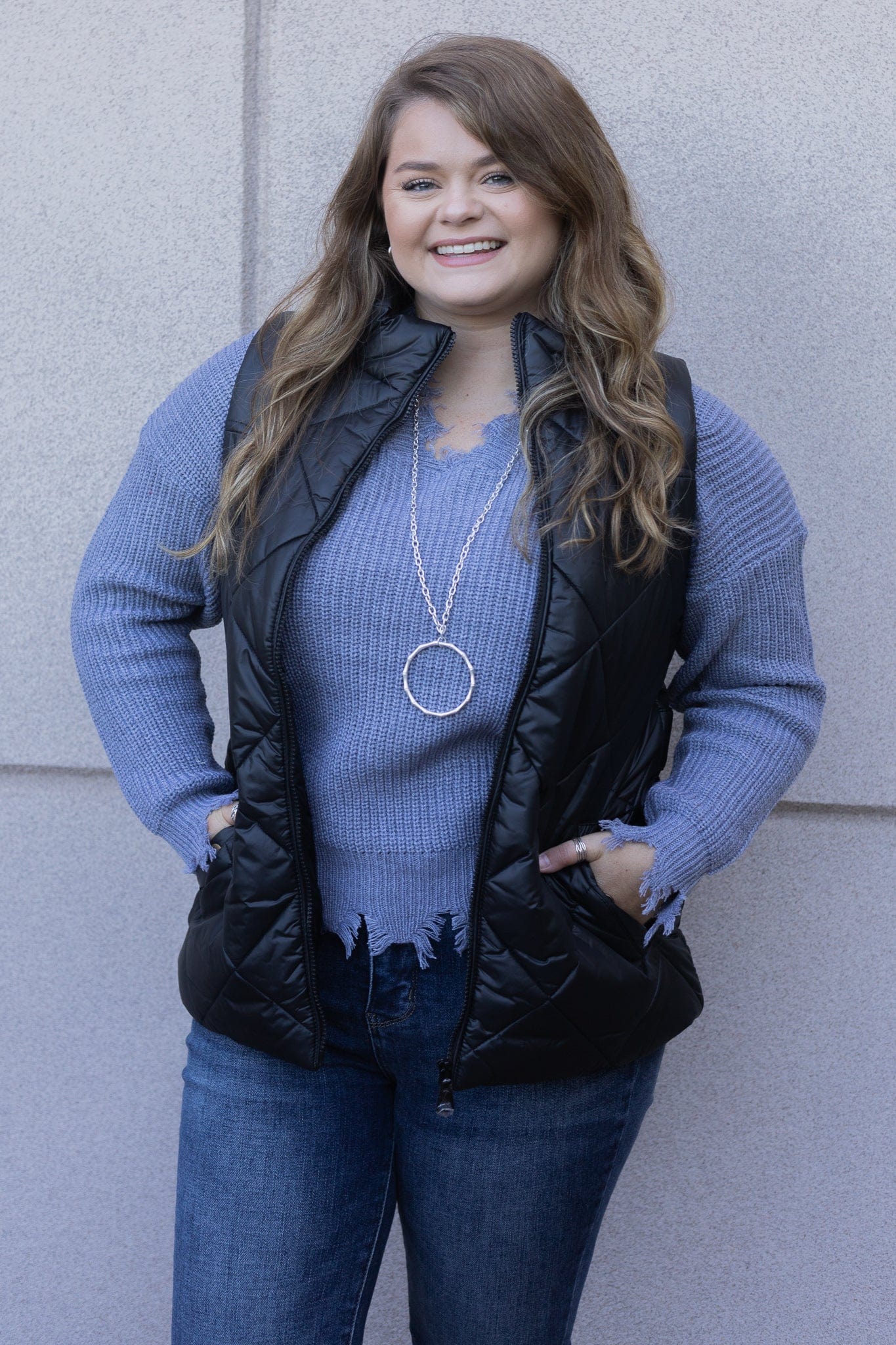 Black Quilted Puff Vest