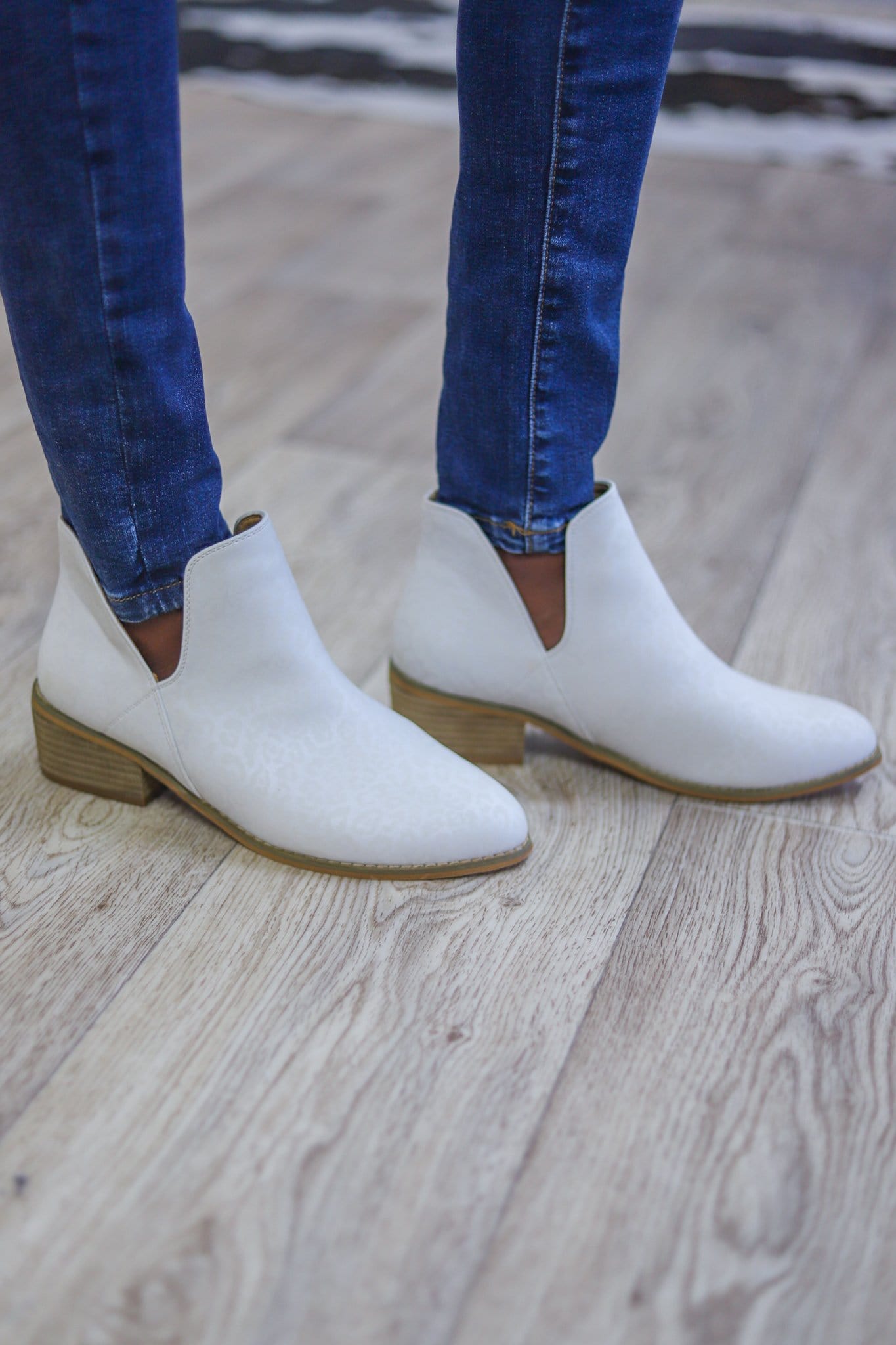 Wayland White Leopard Bootie