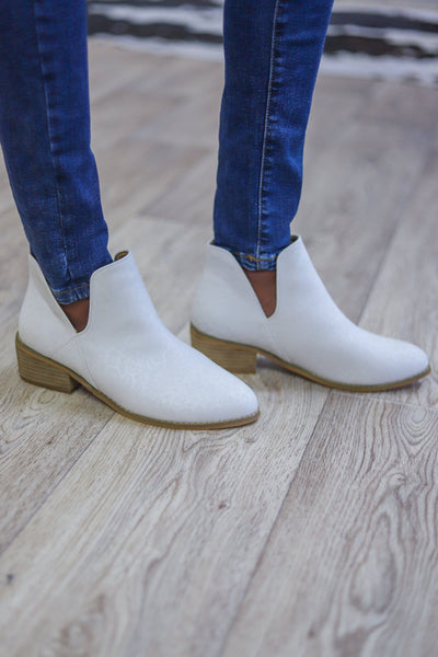 Wayland White Leopard Bootie