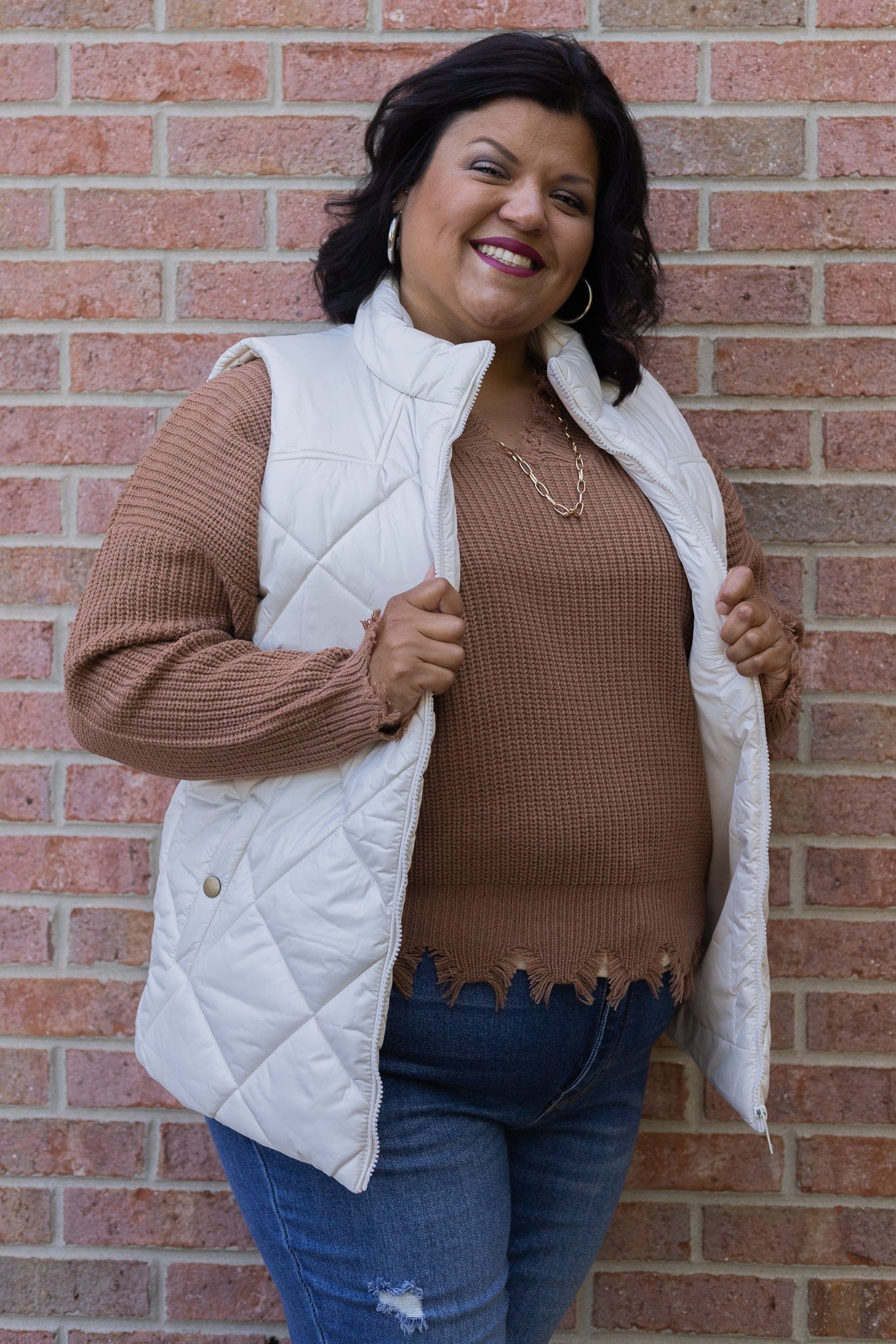 Bone Quilted Puff Vest