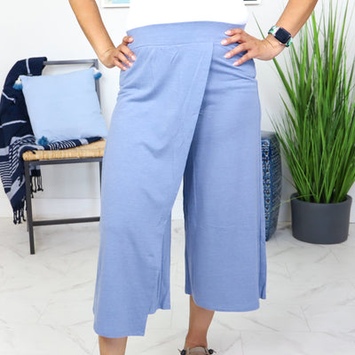 Slate Crop Knit Gaucho Pant