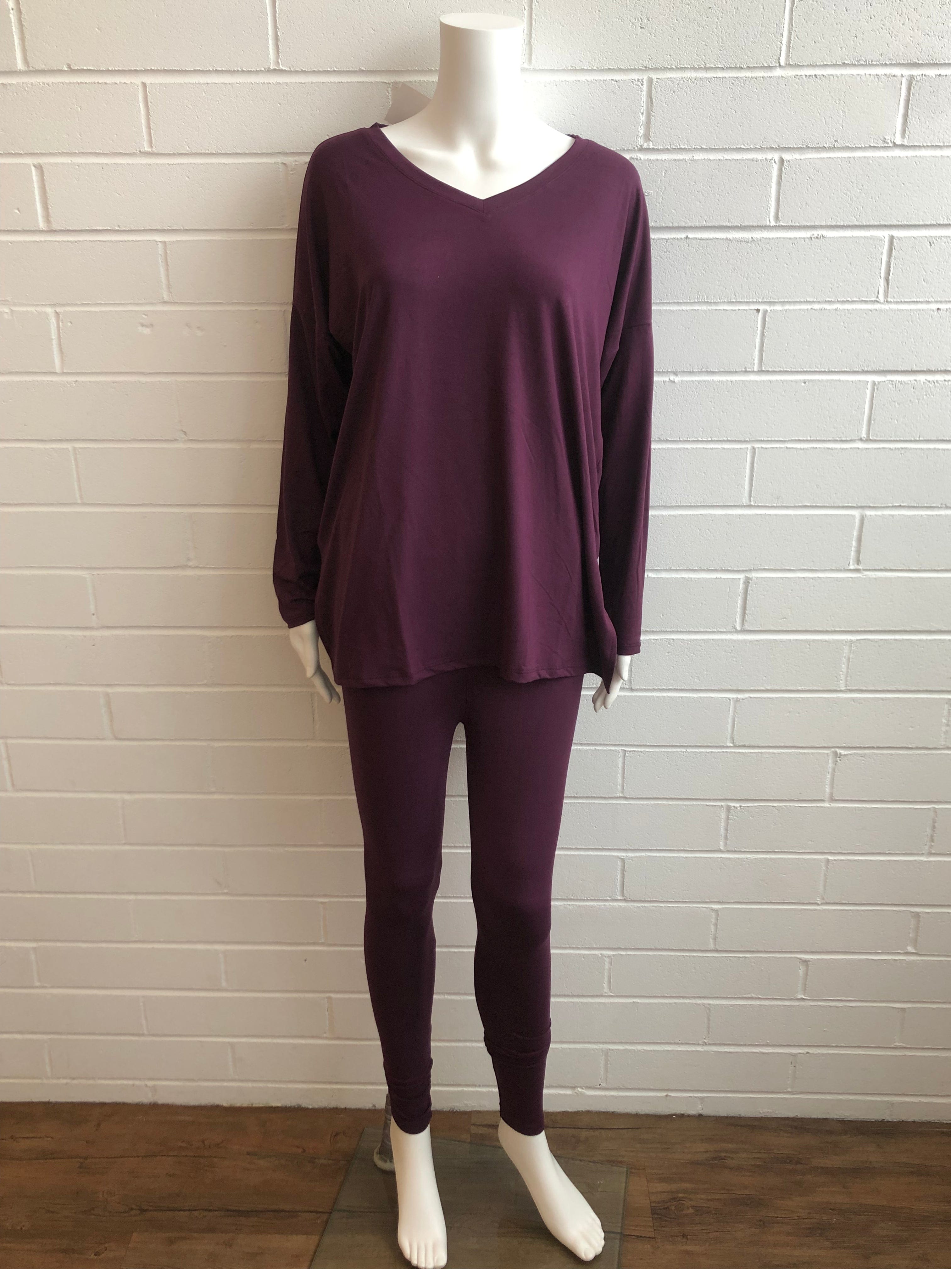 Eggplant Brushed Microfiber Loungewear Set