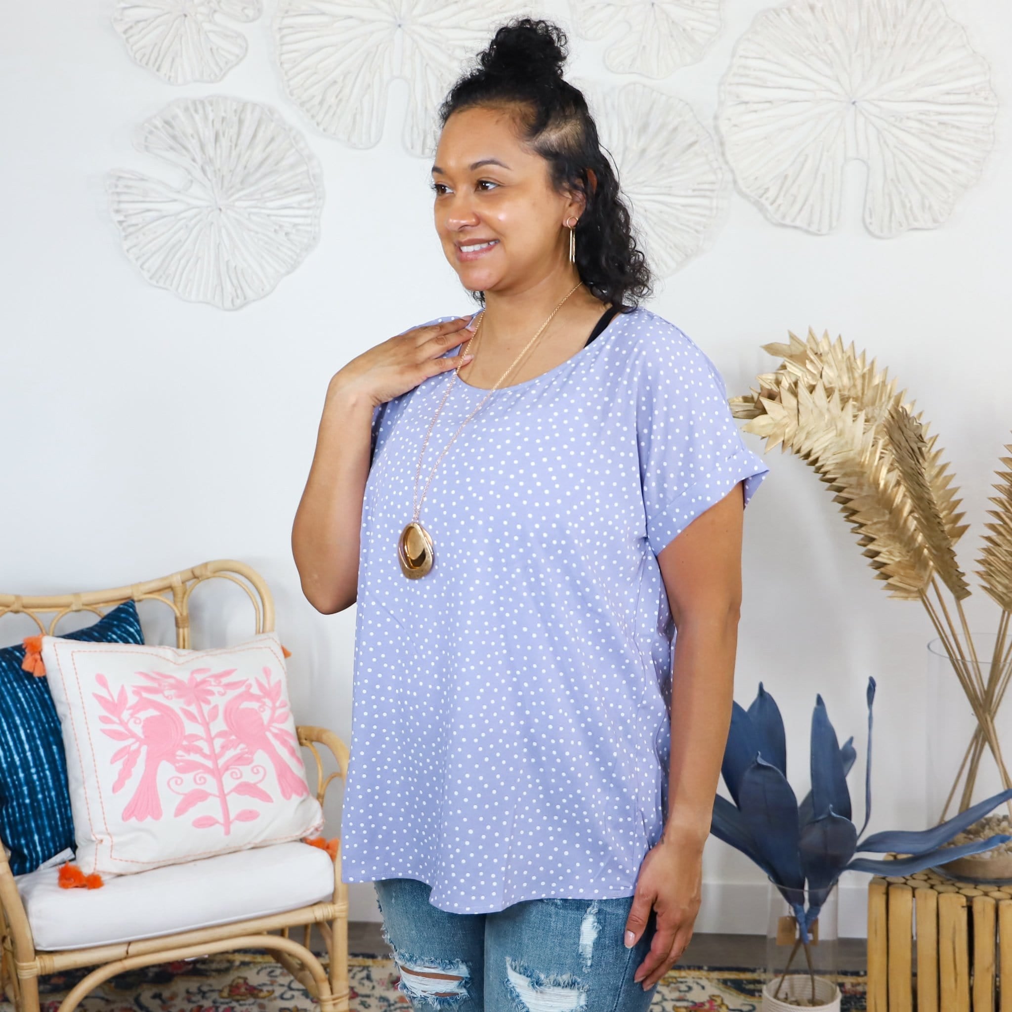 Lavender Polka Dot Blouse