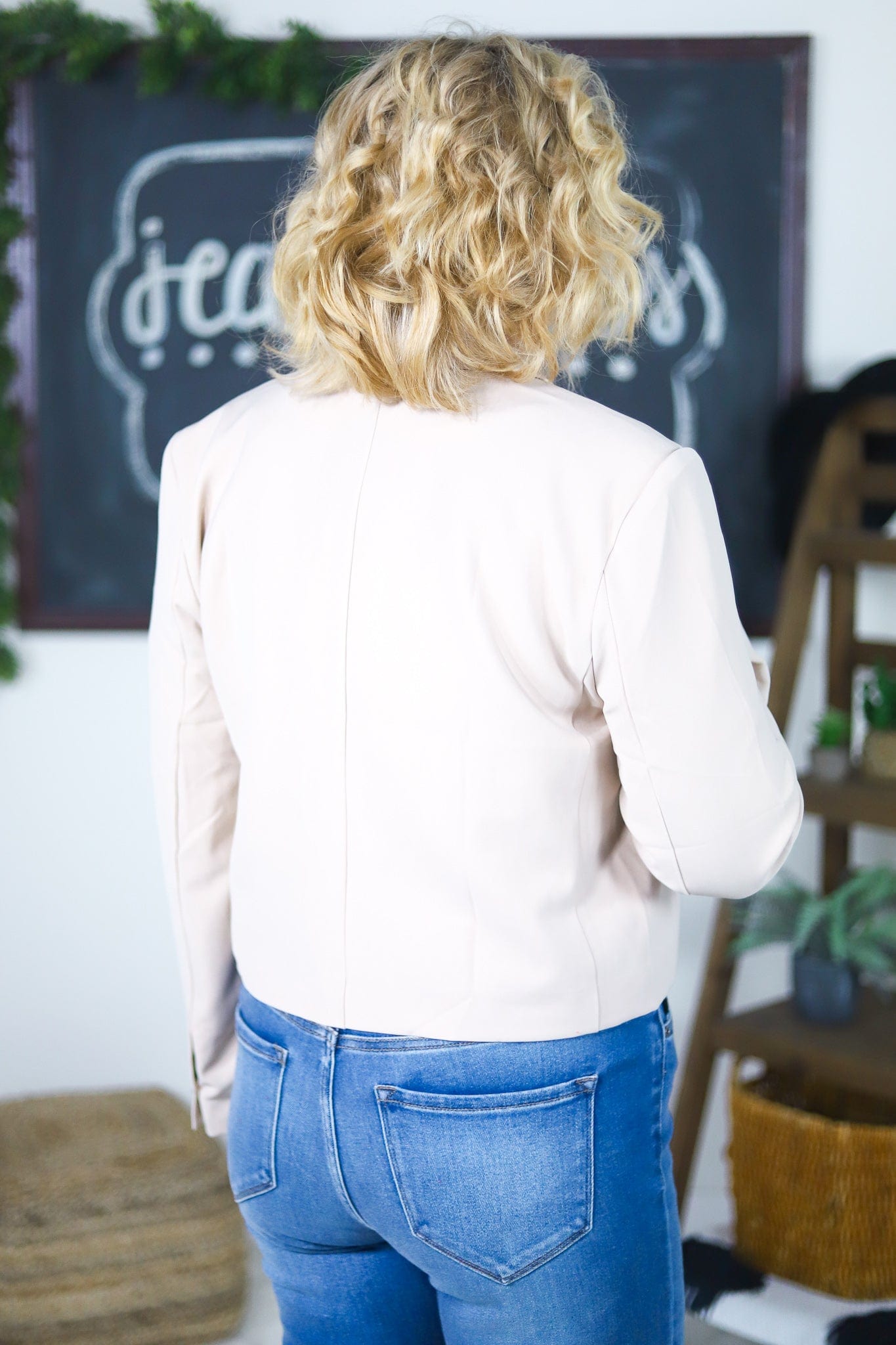 Beige Cropped Blazer