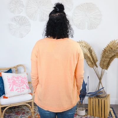 Apricot Waffle L/S Pocket Top