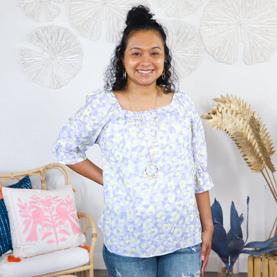 Lilac Zaya Animal Print Woven Top
