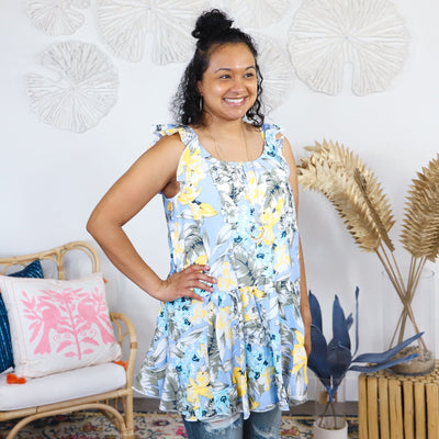 Faded Blue Floral Tank
