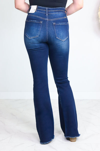 High Rise Double Detail Fray Hem Jean